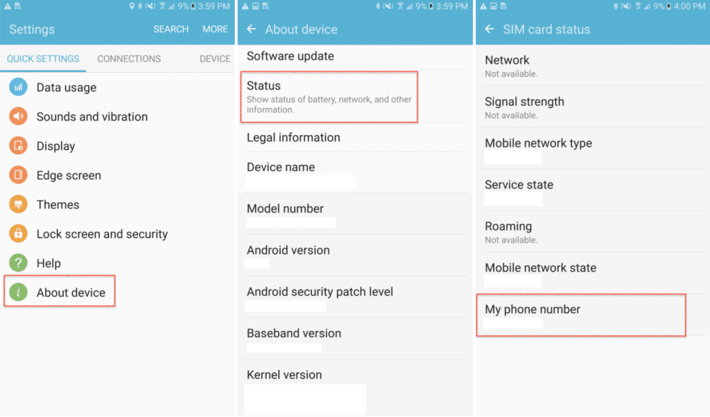 Samsung Android Number