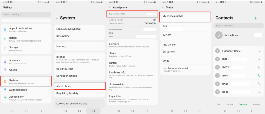 Check your phone number on Android