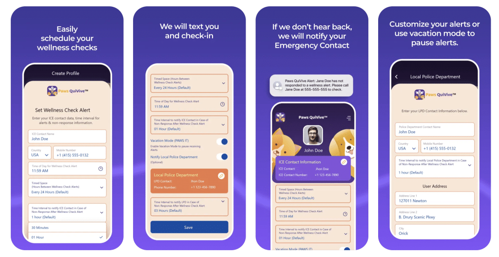 Paws QuiVive in text